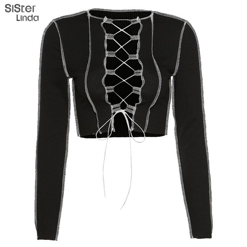 SisterLinda™ Lace Up Lange Mouwen Shirt