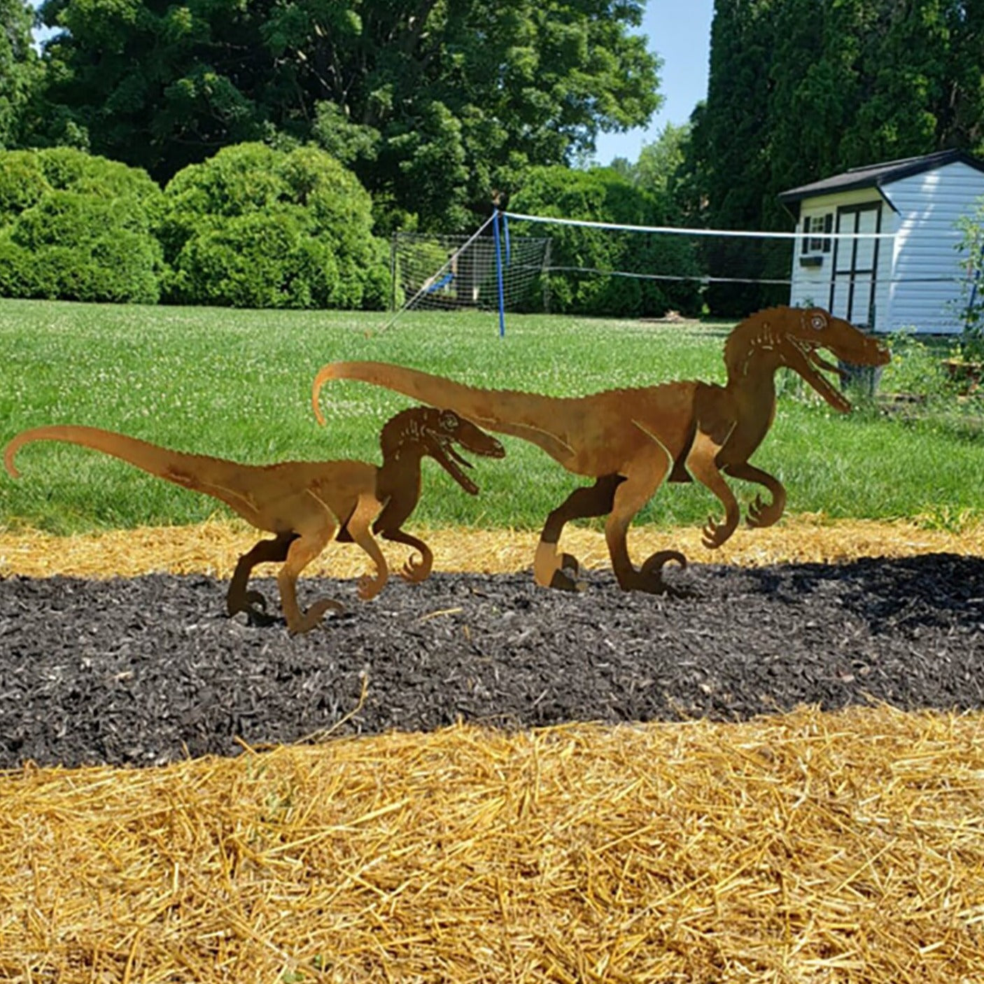 Velociraptor Dinosaurus Silhouetten™ | Handgemaakte Stalen Decoratieve Kunst
