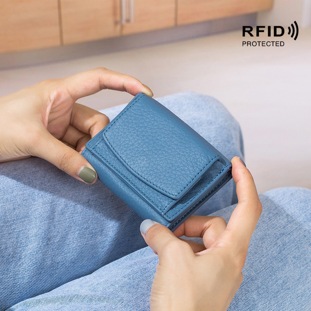 Flair™️ Nieuwe Vegan Leer RFID Beschermende Mini Portemonnee